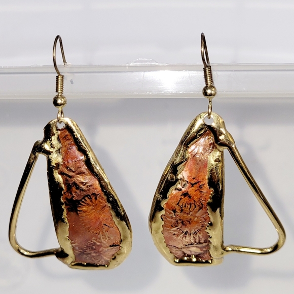 Artisan Earrings, Hand Made Copper & Brass Earrings, Handcrafted, Organic Design - Picture 2 of 4